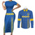 Custom Ukraine Football Couples Matching Short Sleeve Bodycon Dress and Long Sleeve Button Shirt Come On Zbirna Blue Version