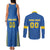 Custom Ukraine Football Couples Matching Tank Maxi Dress and Long Sleeve Button Shirt Come On Zbirna Blue Version