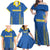 Custom Ukraine Football Family Matching Off Shoulder Maxi Dress and Hawaiian Shirt Come On Zbirna Blue Version