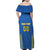 Custom Ukraine Football Family Matching Off Shoulder Maxi Dress and Hawaiian Shirt Come On Zbirna Blue Version