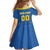 Custom Ukraine Football Family Matching Off Shoulder Short Dress and Hawaiian Shirt Come On Zbirna Blue Version