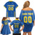 Custom Ukraine Football Family Matching Off Shoulder Short Dress and Hawaiian Shirt Come On Zbirna Blue Version