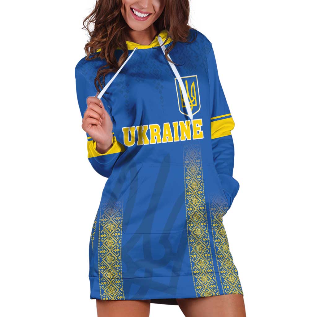 Custom Ukraine Football Hoodie Dress Come On Zbirna Blue Version