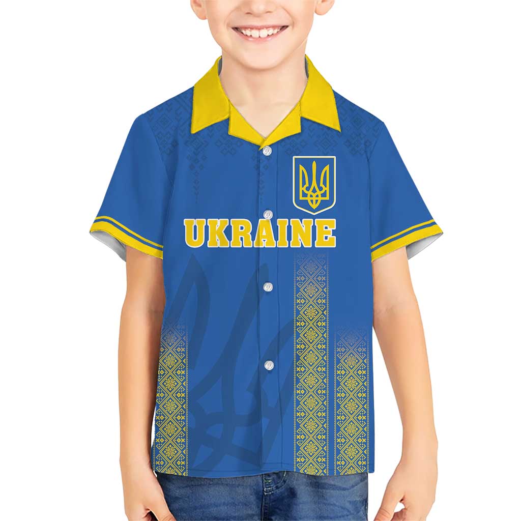 Custom Ukraine Football Kid Hawaiian Shirt Come On Zbirna Blue Version