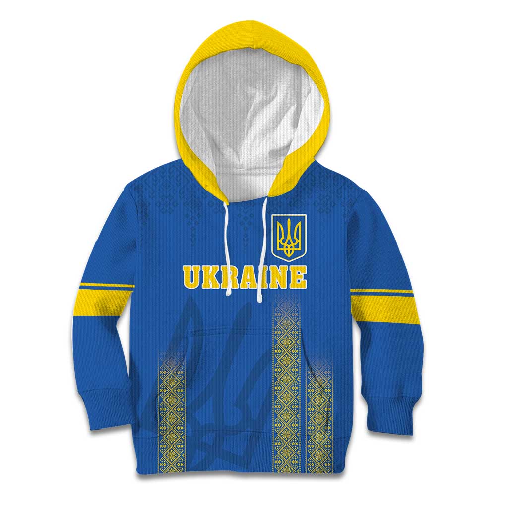 Custom Ukraine Football Kid Hoodie Come On Zbirna Blue Version