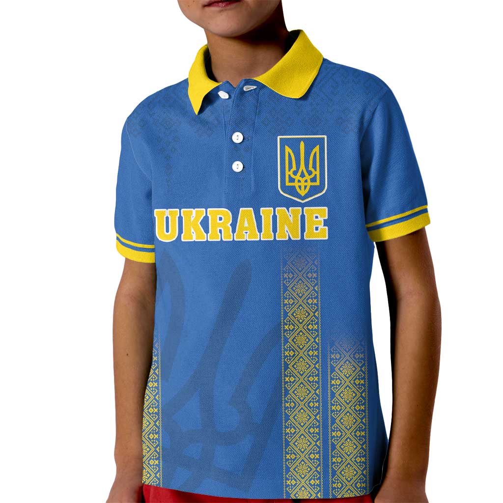 Custom Ukraine Football Kid Polo Shirt Come On Zbirna Blue Version