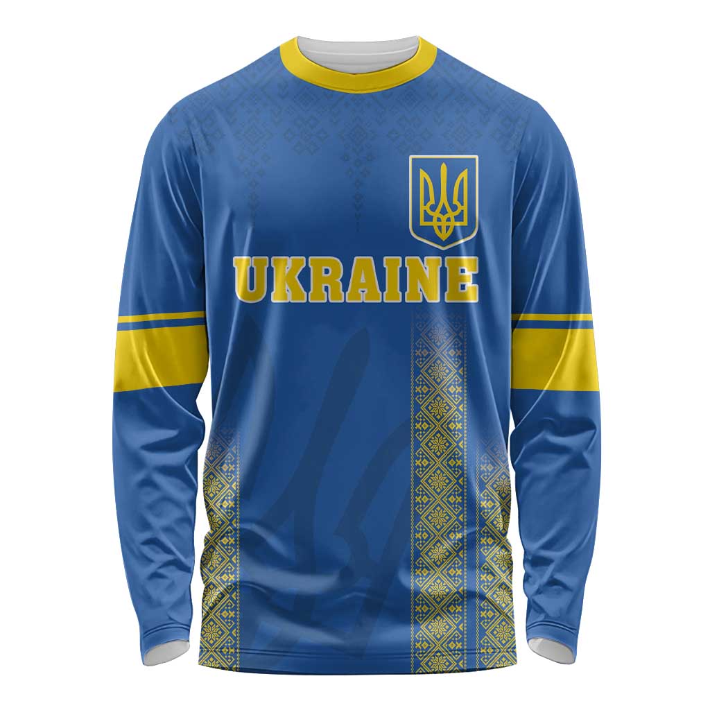 Custom Ukraine Football Long Sleeve Shirt Come On Zbirna Blue Version