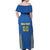 Custom Ukraine Football Off Shoulder Maxi Dress Come On Zbirna Blue Version