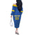 Custom Ukraine Football Off The Shoulder Long Sleeve Dress Come On Zbirna Blue Version