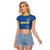 Custom Ukraine Football Raglan Cropped T Shirt Come On Zbirna Blue Version