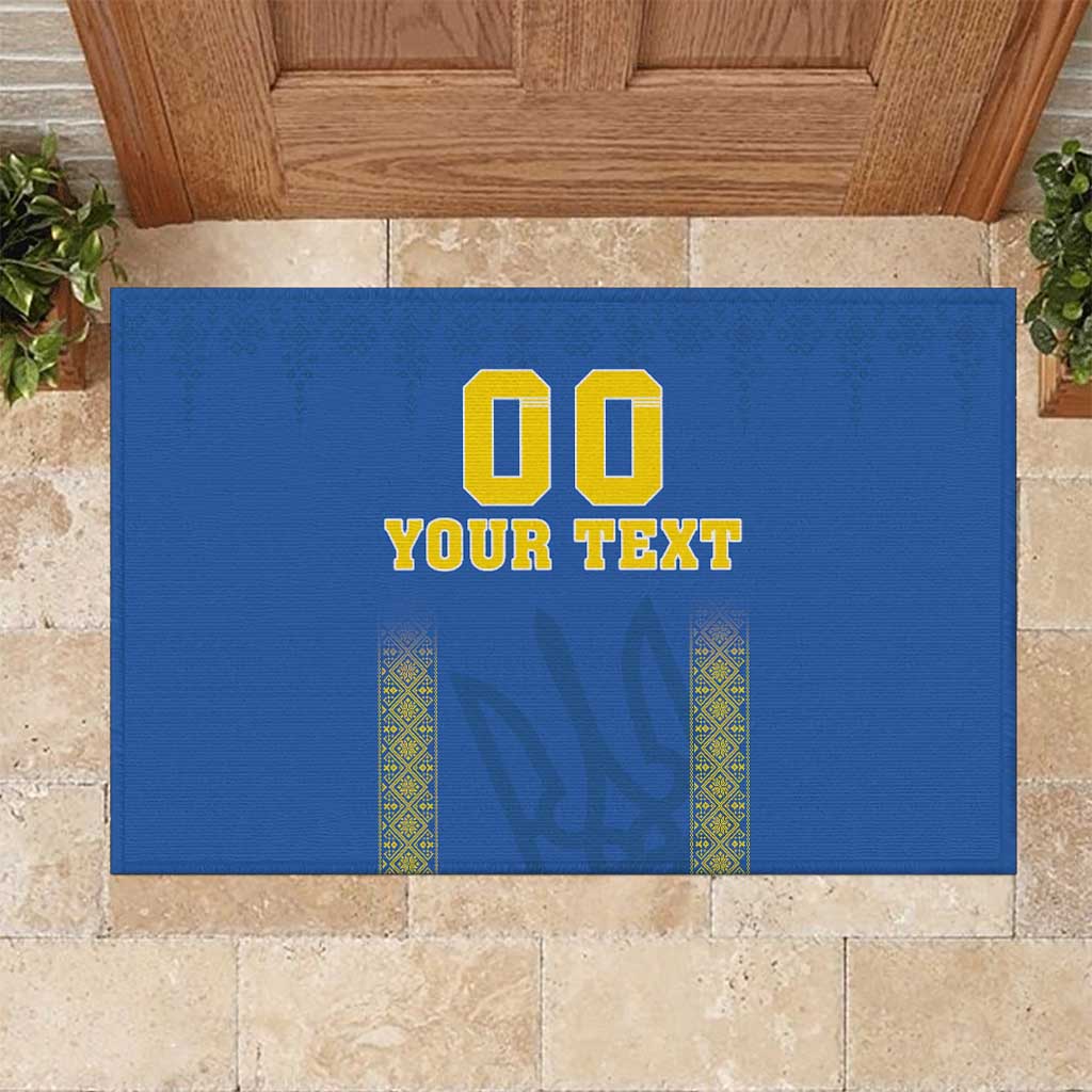 Custom Ukraine Football Rubber Doormat Come On Zbirna Blue Version