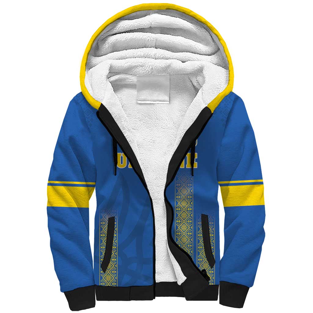 Custom Ukraine Football Sherpa Hoodie Come On Zbirna Blue Version