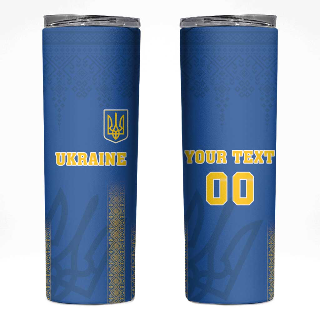 Custom Ukraine Football Skinny Tumbler Come On Zbirna Blue Version