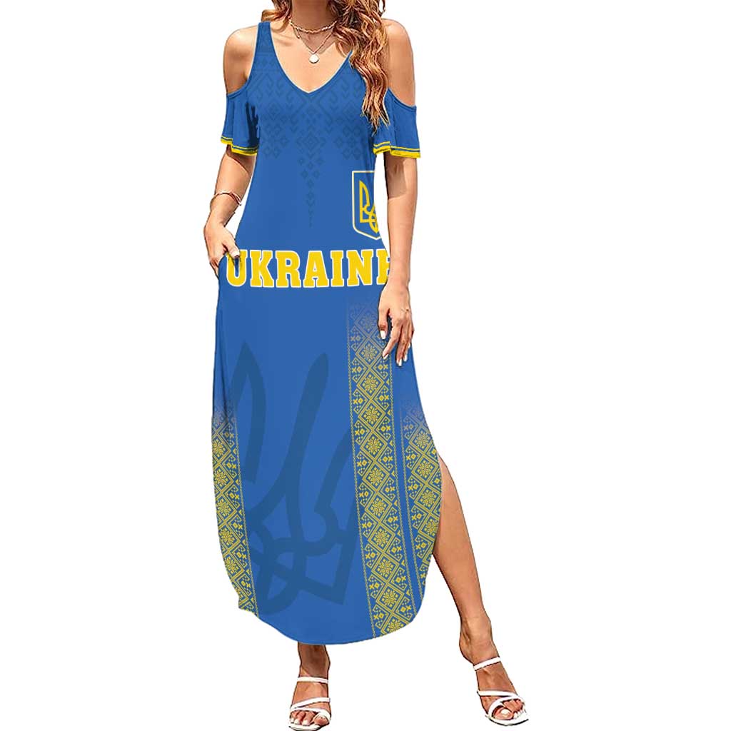 Custom Ukraine Football Summer Maxi Dress Come On Zbirna Blue Version