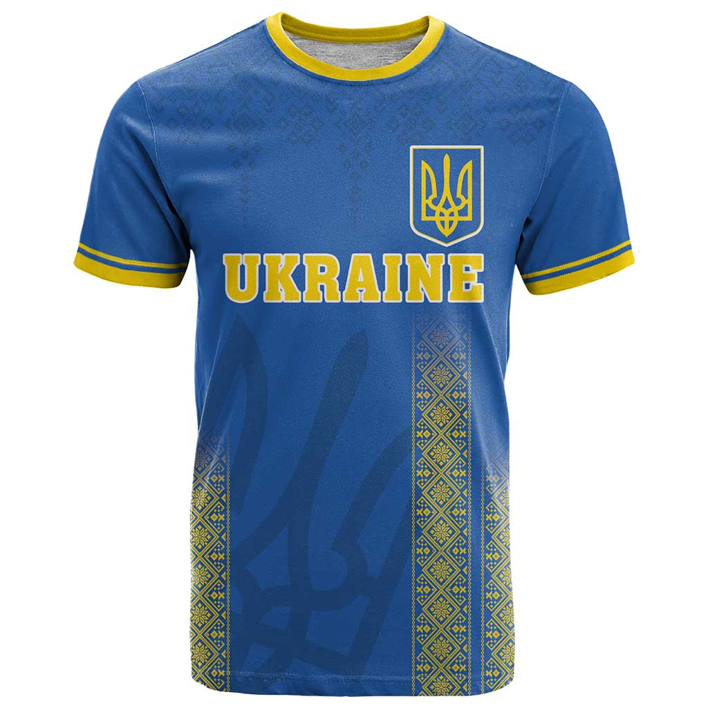 Custom Ukraine Football T Shirt Come On Zbirna Blue Version