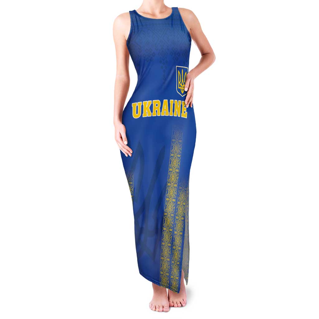 Custom Ukraine Football Tank Maxi Dress Come On Zbirna Blue Version