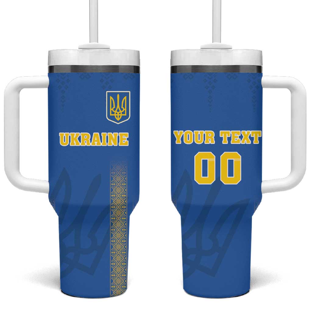 Custom Ukraine Football Tumbler With Handle Come On Zbirna Blue Version