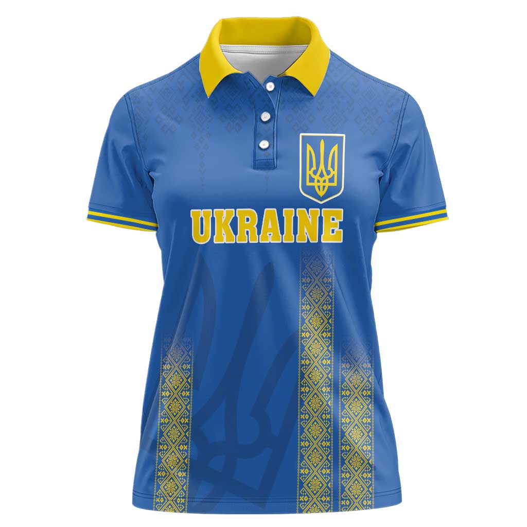 Custom Ukraine Football Women Polo Shirt Come On Zbirna Blue Version