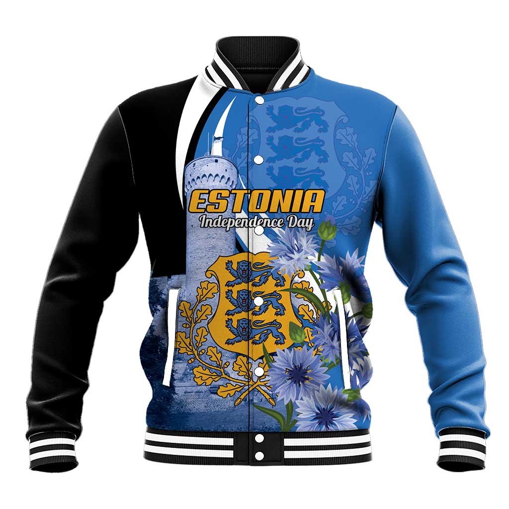 Estonia Independence Day Personalized Baseball Jacket Pikk Hermann Tower Estonian Pride