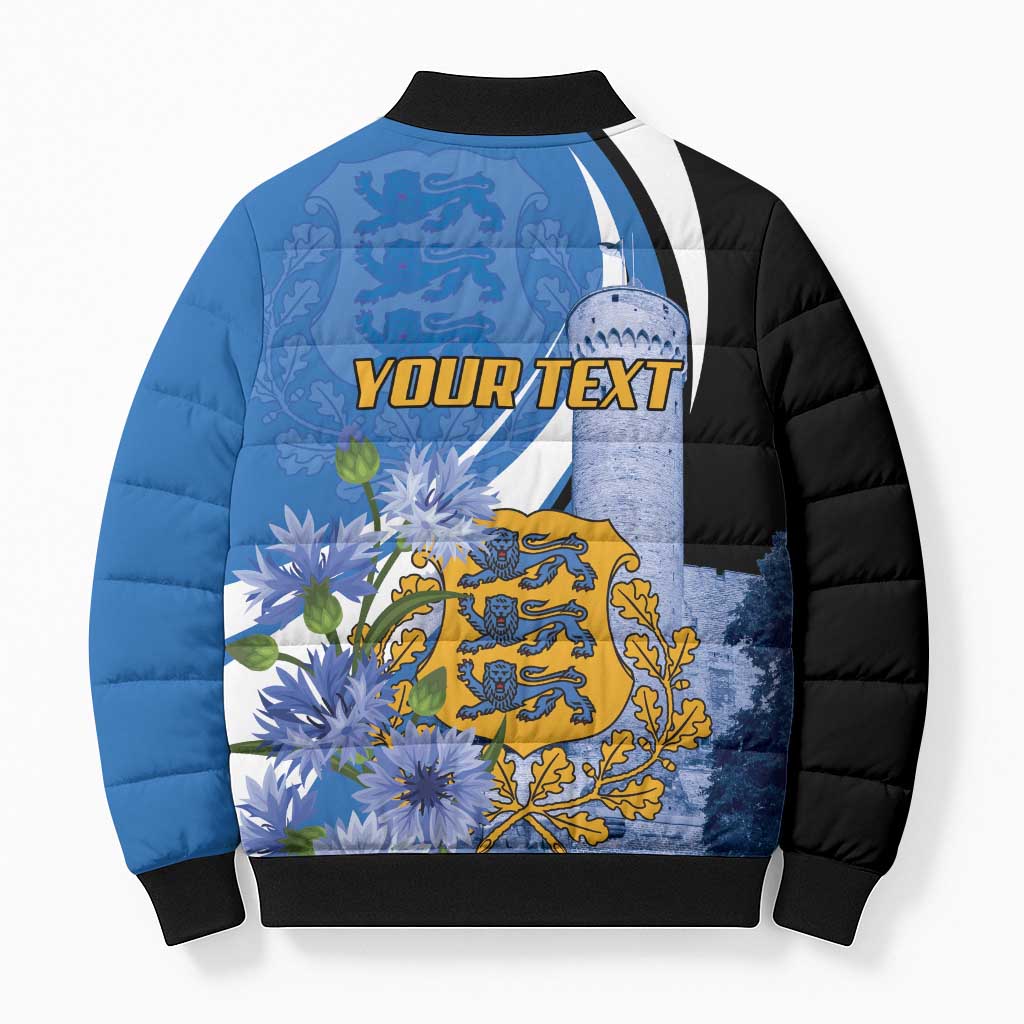 Estonia Independence Day Personalized Bomber Puffer Jacket Pikk Hermann Tower Estonian Pride