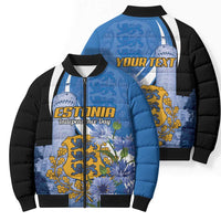 Estonia Independence Day Personalized Bomber Puffer Jacket Pikk Hermann Tower Estonian Pride