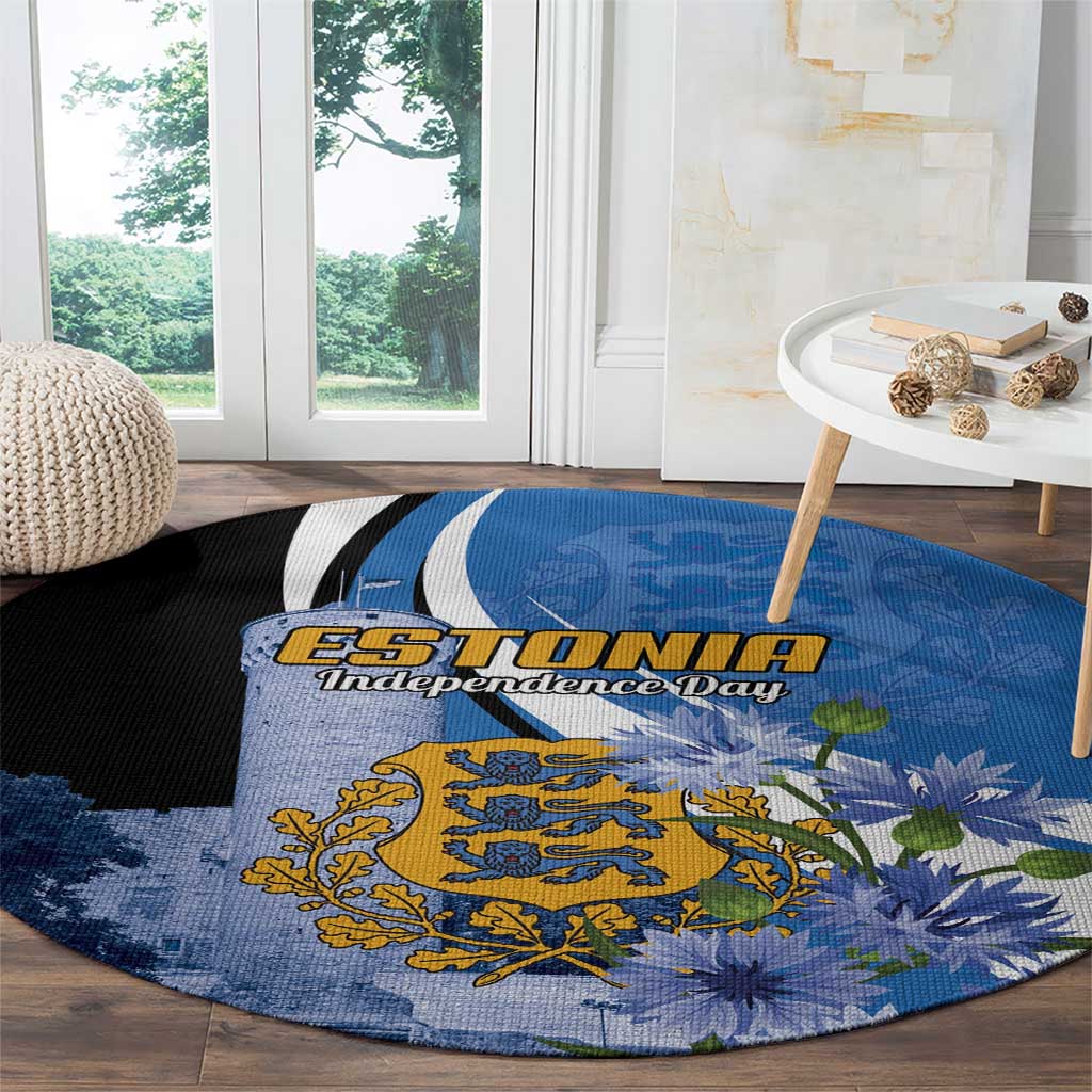 Estonia Independence Day Round Carpet Pikk Hermann Tower Estonian Pride