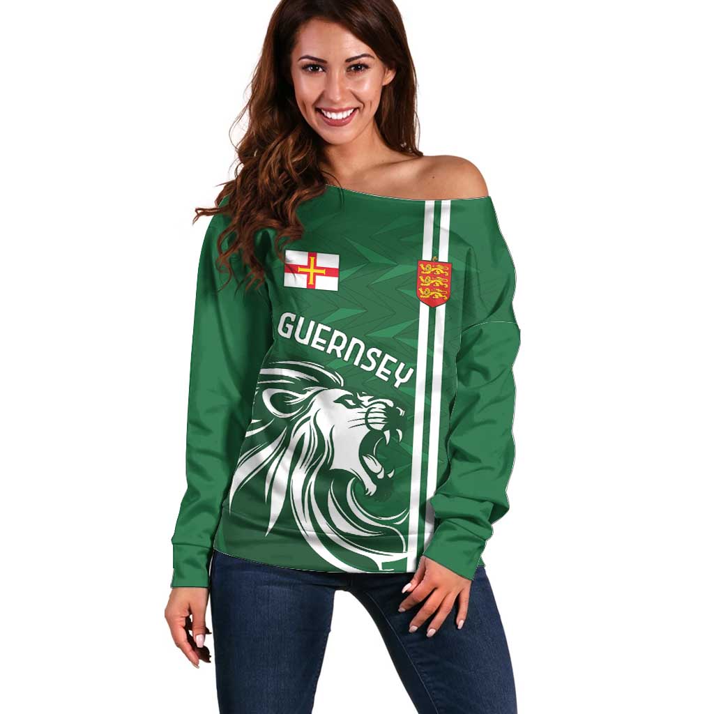 Custom Guernsey Football Off Shoulder Sweater Go Champions