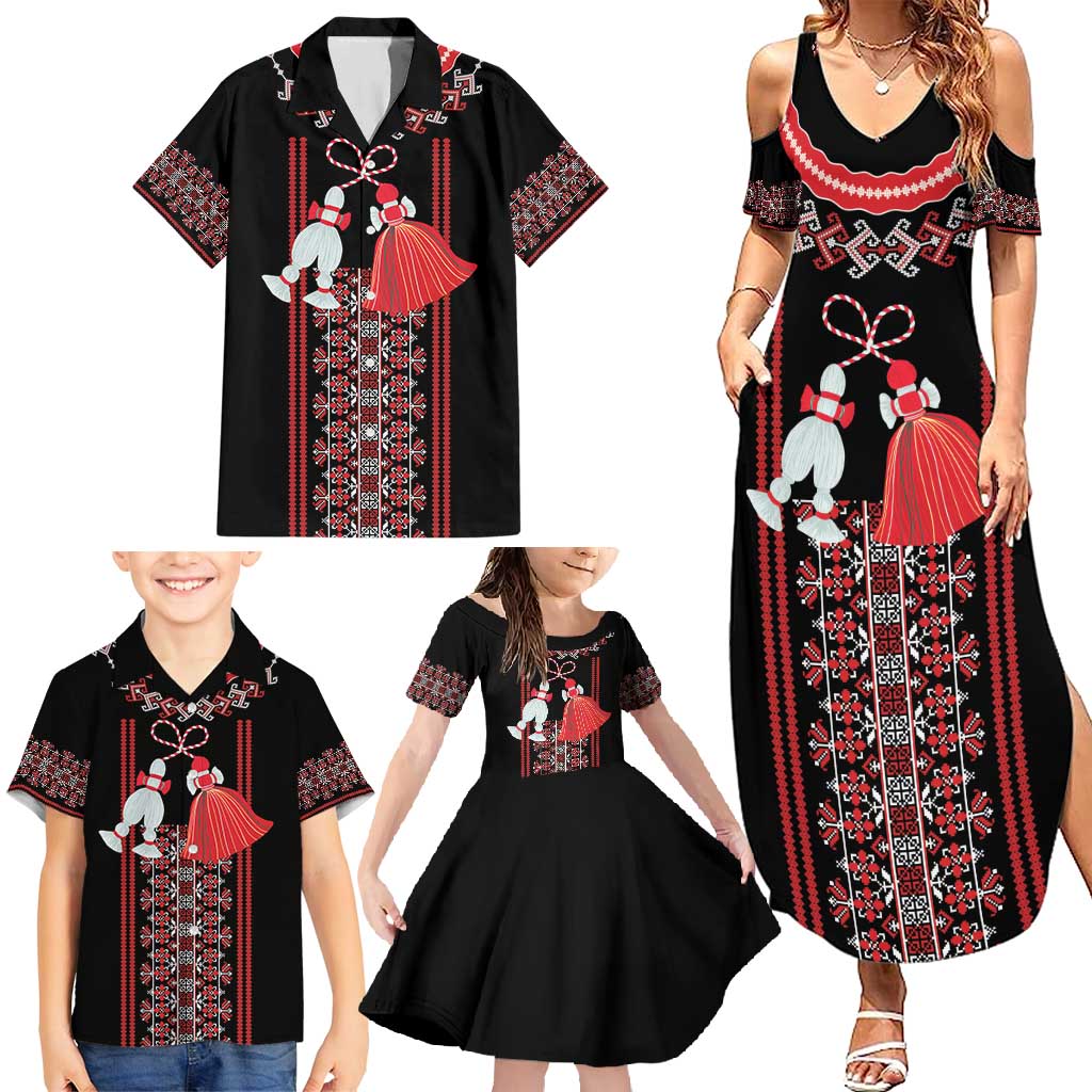 Traditional Spring Martisor Day Family Matching Summer Maxi Dress and Hawaiian Shirt Romanian Embroidery Patterns