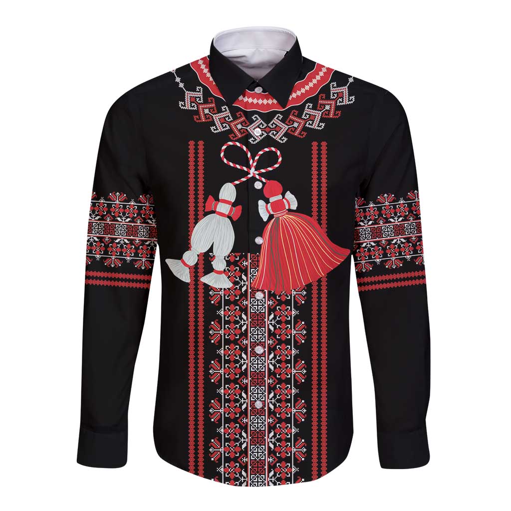 Traditional Spring Martisor Day Long Sleeve Button Shirt Romanian Embroidery Patterns