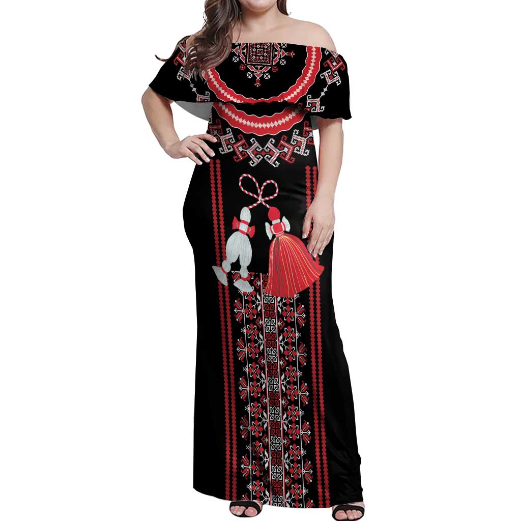 Traditional Spring Martisor Day Off Shoulder Maxi Dress Romanian Embroidery Patterns