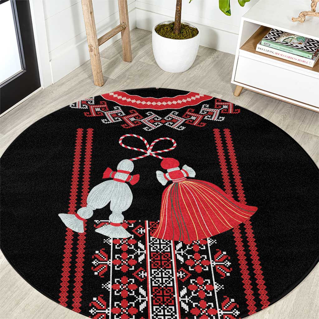 Traditional Spring Martisor Day Round Carpet Romanian Embroidery Patterns