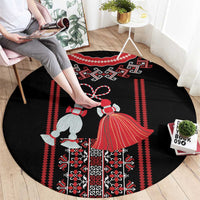 Traditional Spring Martisor Day Round Carpet Romanian Embroidery Patterns