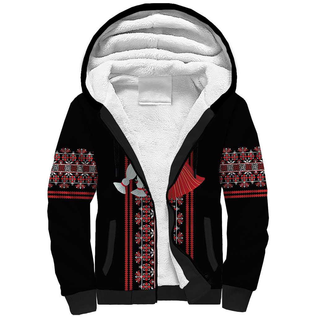 Traditional Spring Martisor Day Sherpa Hoodie Romanian Embroidery Patterns