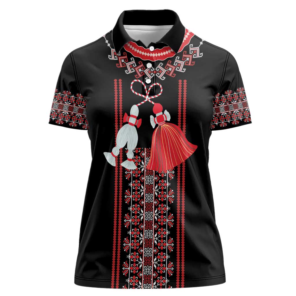 Traditional Spring Martisor Day Women Polo Shirt Romanian Embroidery Patterns