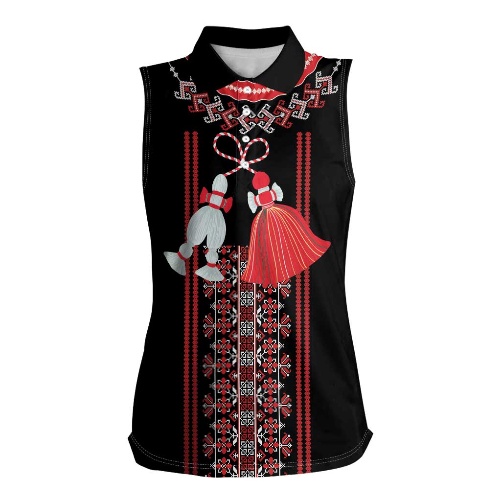 Traditional Spring Martisor Day Women Sleeveless Polo Shirt Romanian Embroidery Patterns