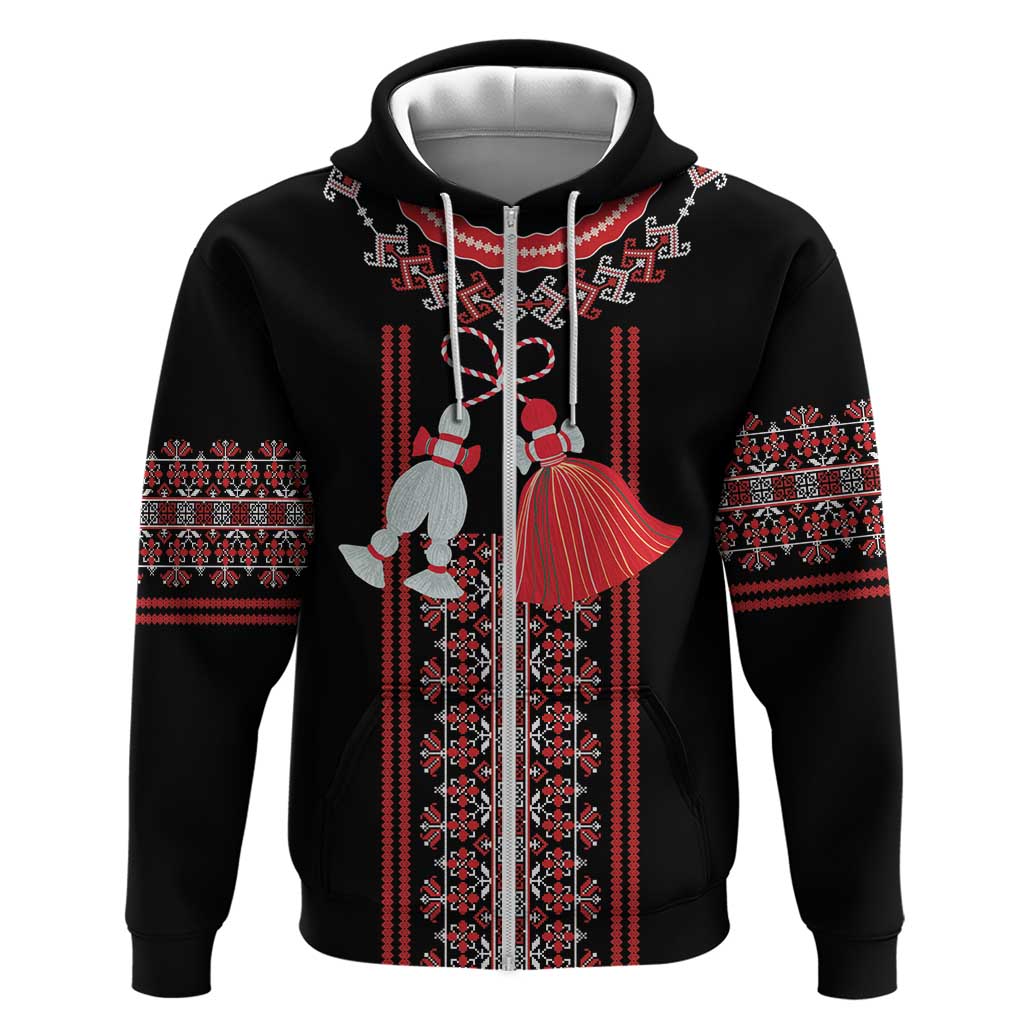 Traditional Spring Martisor Day Zip Hoodie Romanian Embroidery Patterns