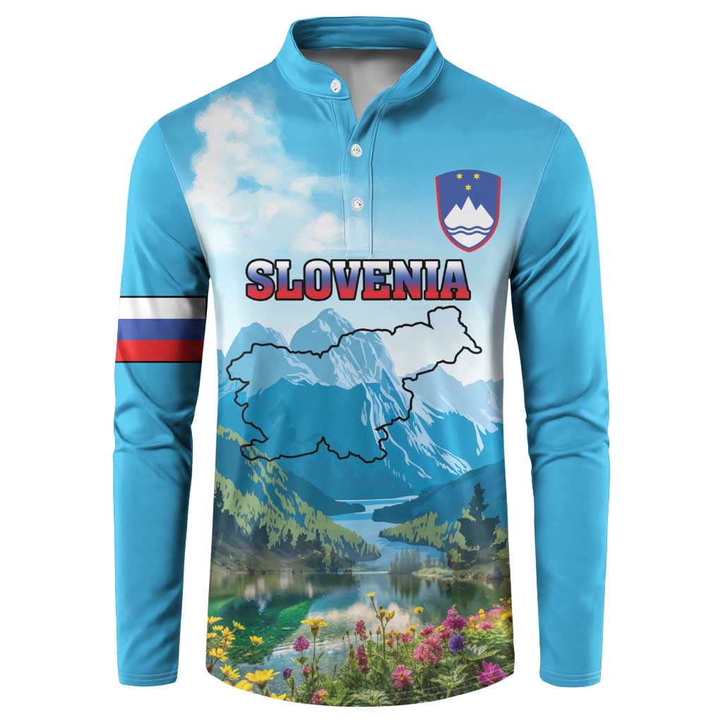 Slovenia Button Sweatshirt Mount Triglav With Map