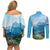 Slovenia Couples Matching Off Shoulder Short Dress and Long Sleeve Button Shirt Mount Triglav With Map