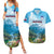 Slovenia Couples Matching Summer Maxi Dress and Hawaiian Shirt Mount Triglav With Map