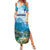 Slovenia Family Matching Summer Maxi Dress and Hawaiian Shirt Mount Triglav With Map