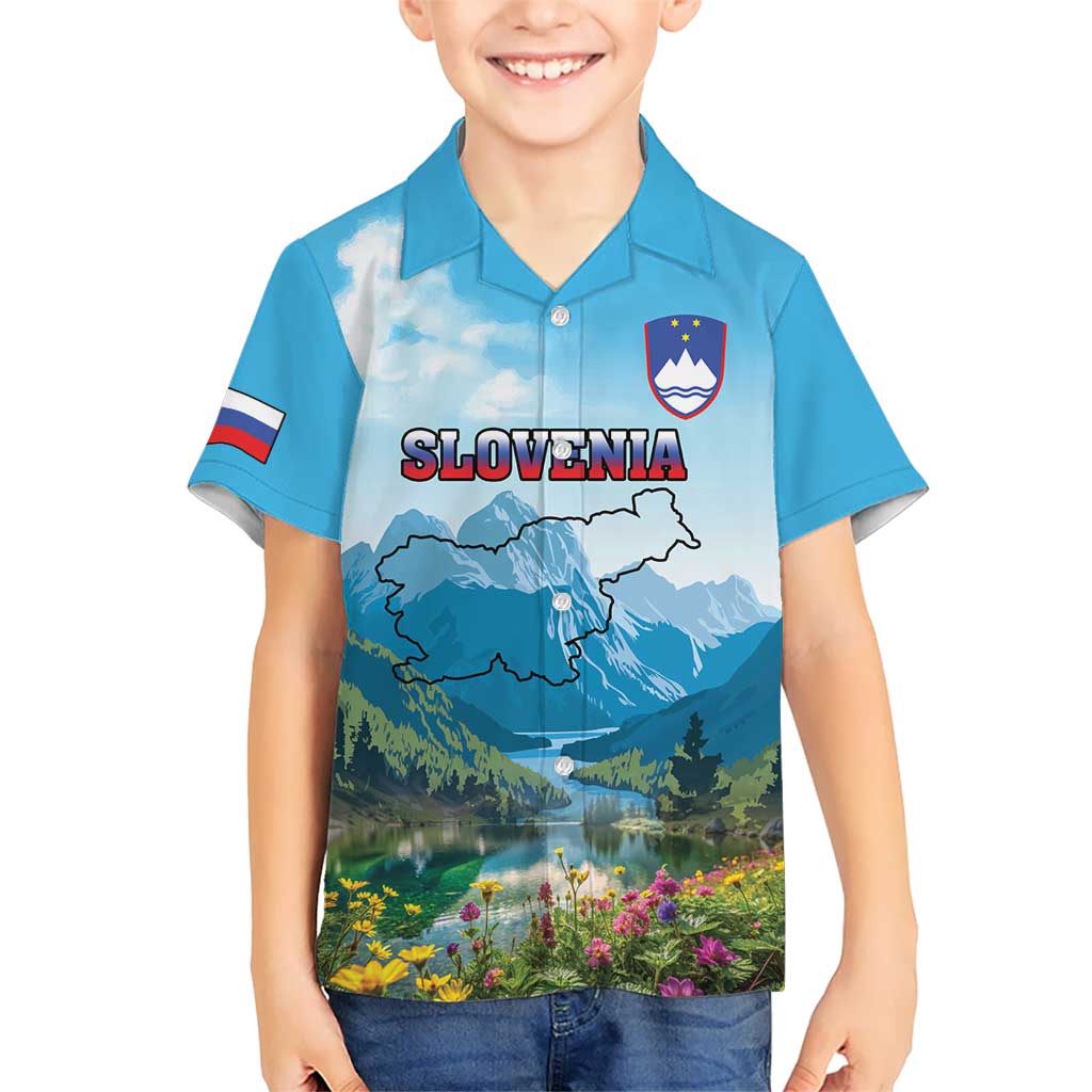 Slovenia Kid Hawaiian Shirt Mount Triglav With Map