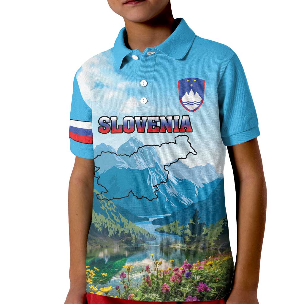 Slovenia Kid Polo Shirt Mount Triglav With Map