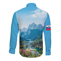 Slovenia Long Sleeve Button Shirt Mount Triglav With Map