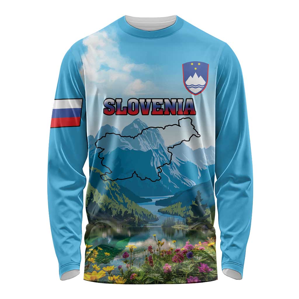 Slovenia Long Sleeve Shirt Mount Triglav With Map