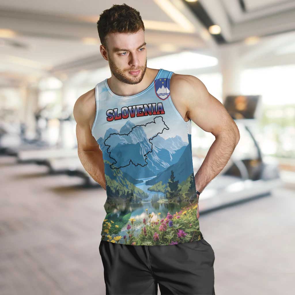 Slovenia Men Tank Top Mount Triglav With Map