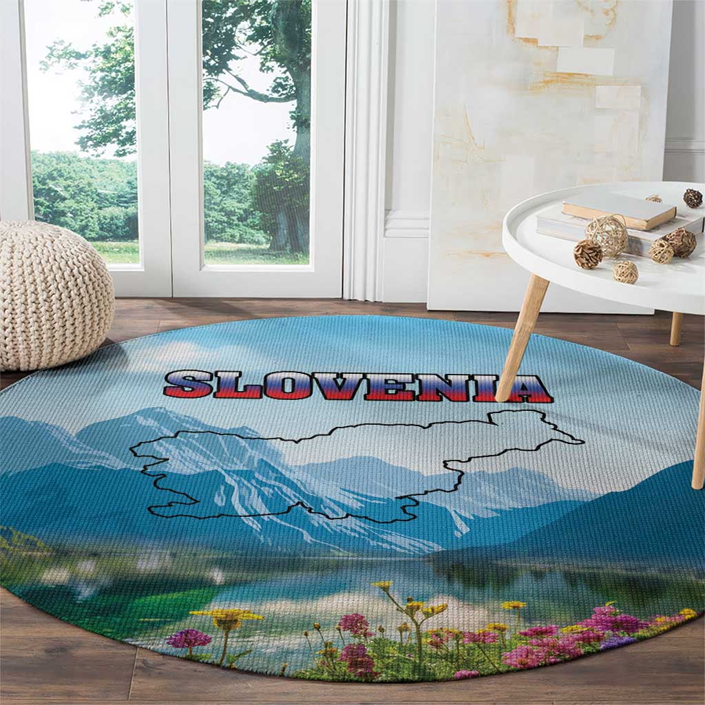 Slovenia Round Carpet Mount Triglav With Map