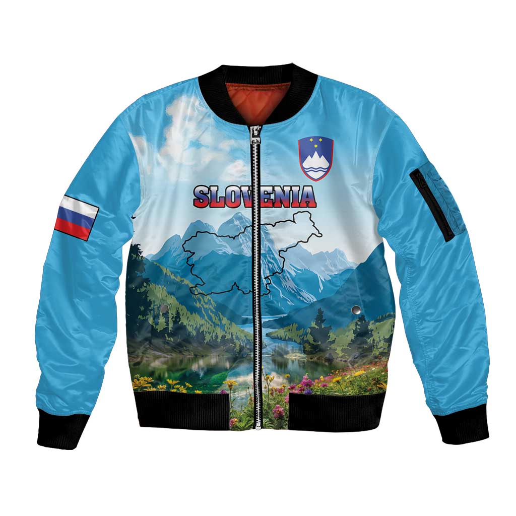 Slovenia Sleeve Zip Bomber Jacket Mount Triglav With Map