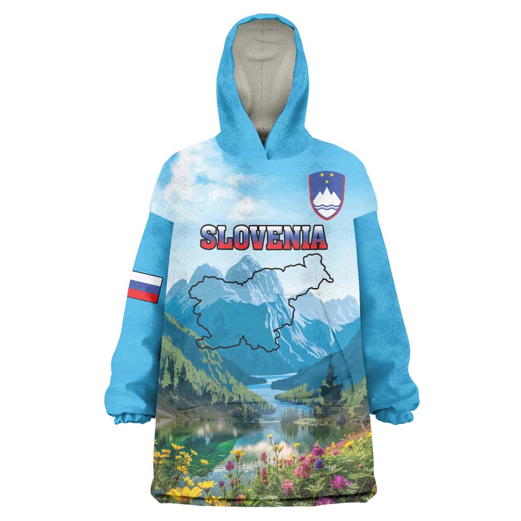 Slovenia Wearable Blanket Hoodie Mount Triglav With Map