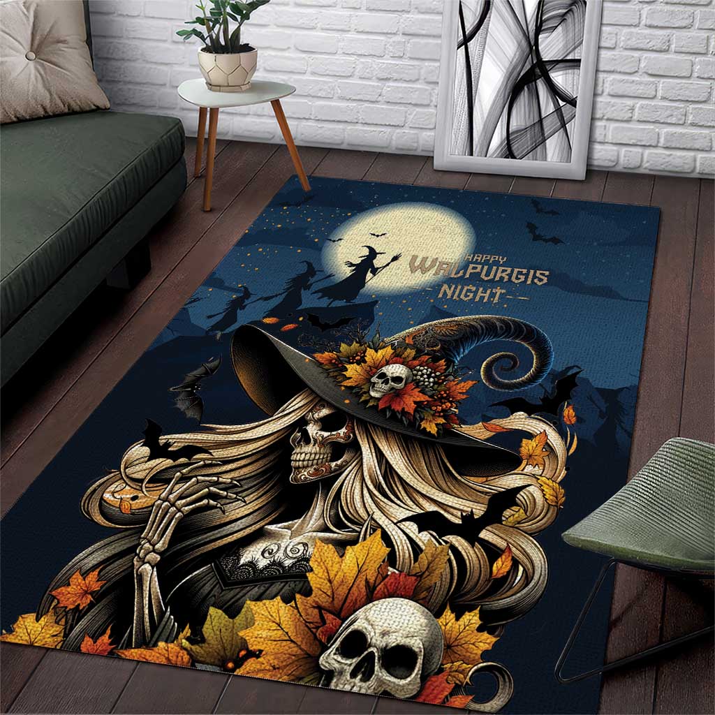 Happy Walpurgis Night Area Rug Skull Witch Spooky Style