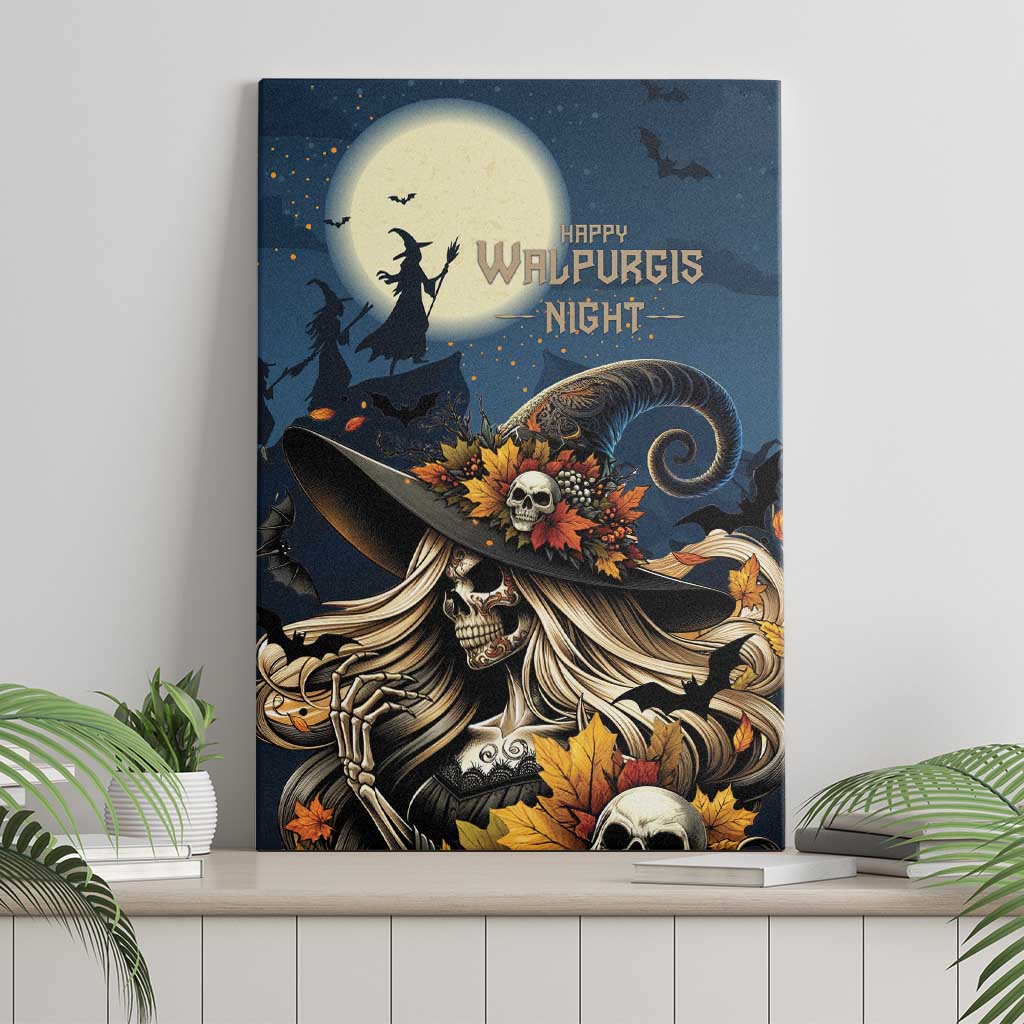 Happy Walpurgis Night Canvas Wall Art Skull Witch Spooky Style